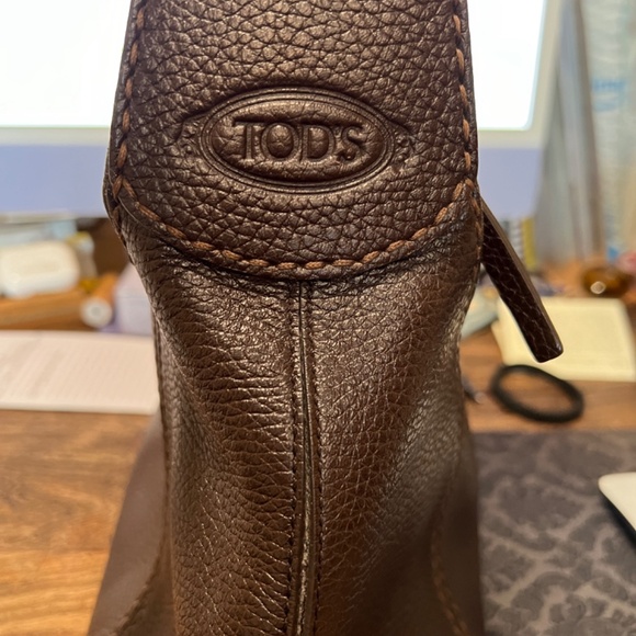 Tod's Authentic Mocassino Zip tote Bag Brown RARE Made IN Italy - Picture 2 of 10